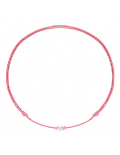 Collier Lien Coulissant Perle de Culture Blanche 9 mm - 12 Coloris de Cordon - ANA