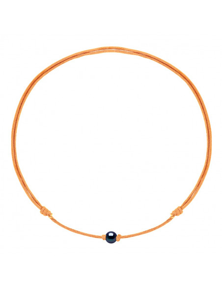 Collier Lien Coulissant Perle de Culture Noire 9 mm - 12 Coloris de Cordon - MARY