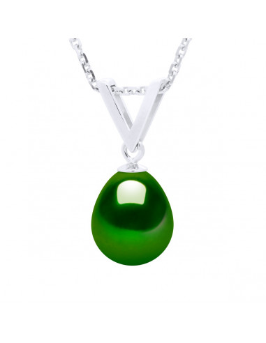 Pendentif Perle de Culture Poire 8 mm - 6 Coloris - Argent 925 - DONA