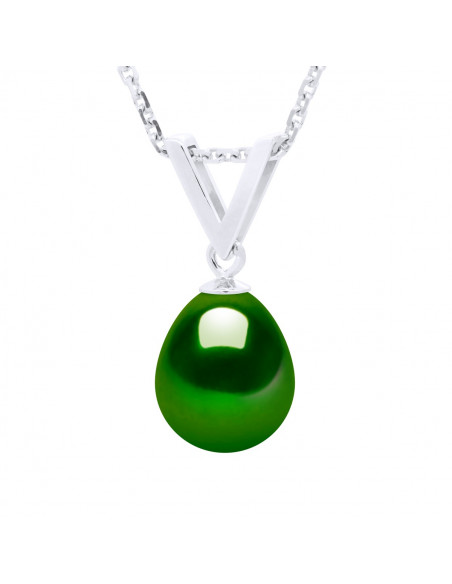 Pendentif Perle de Culture Poire 8 mm - 6 Coloris - Argent 925 - DONA