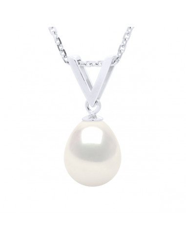 Pendentif Perle de Culture Poire 8 mm - 6 Coloris - Argent 925 - DONA