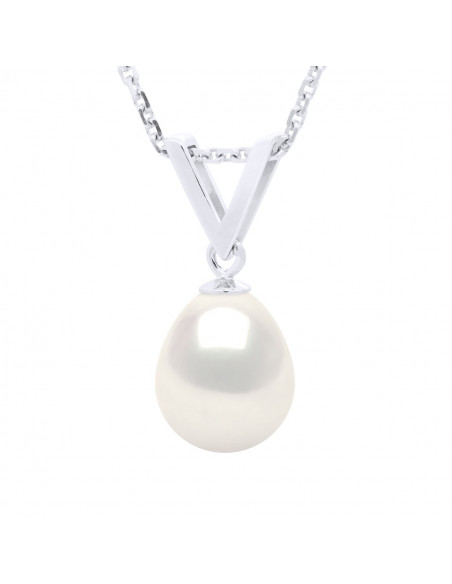 Pendentif Perle de Culture Poire 8 mm - 6 Coloris - Argent 925 - DONA