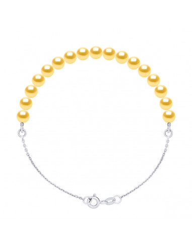 Bracelet Chaîne et Perles de Culture 5 mm alterné - Argent 925 - 5 Coloris - Ilona