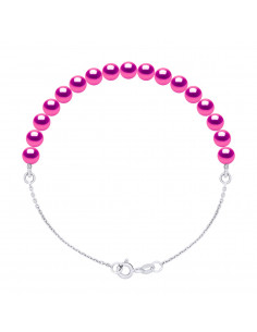 Bracelet Chaîne et Perles de Culture 5 mm alterné - Argent 925 - 6 Coloris - Ilona
