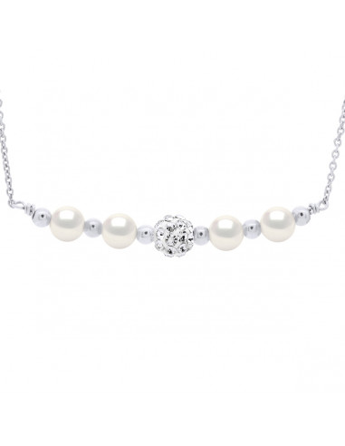 Collier Perles de Culture 6 mm et Cristal Preciosa - 4 Coloris - Argent 925 - GARANCE