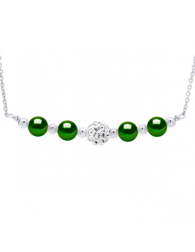 Collier Perles de Culture 6 mm et Cristal Preciosa - 4 Coloris - Argent 925 - GARANCE