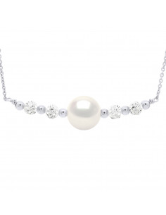 Collana di perle di coltura da 10 mm e cristallo di preciosa - 2 colori - Argento 925 - Wallis