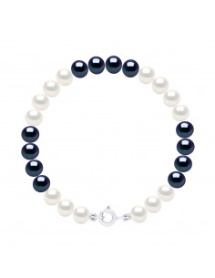 Bracelet Fermoir Or, Perles de Culture Rondes Couleurs alternées 6 mm - 4 Coloris - ZOA