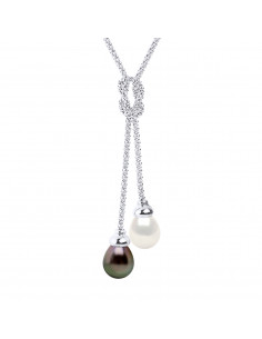 Collier Toi & Moi PRESTIGE Perles de Tahiti et d'Eau Douce Poires 9 mm - KARAYA