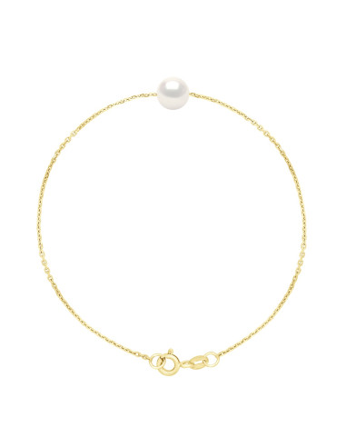 Bracelet Chaîne en Vermeil - Perle de Culture Ronde 7 mm - ROMY