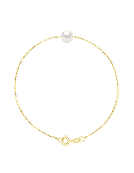 Bracelet Chaîne en Vermeil - Perle de Culture Ronde 7 mm - ROMY