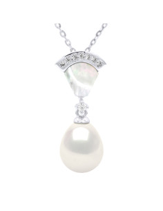 Genuine Silver Silver Necklace Pearl in Venetian Chain Pendant