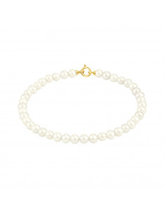 Bracelet Fermoir Or Jaune et Rang Véritable Perle Blanche