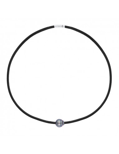 Tahiti Pearl Necklace Circled 9-10 mm Neoprene - Silver 925 - Tepaku