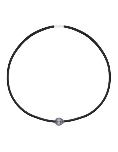 Tahiti Pearl Necklace Circled 9-10 mm Neoprene - Silver 925 - Tepaku