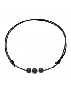 Collier Coton et 3 Véritables Perles avec Manchons Argent Massif
