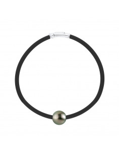 Pulsera de neopreno y verdadera perla de Tahití