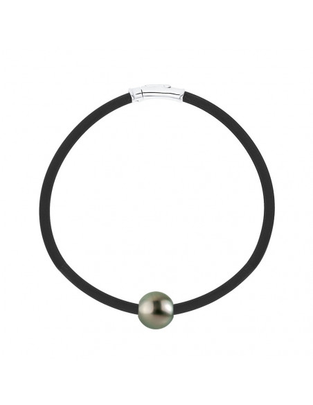 Bracelet Néoprène et Véritable Perle de Tahiti