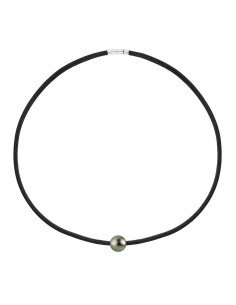 Collier Véritable Perle de Tahiti et Viroles Argent massif