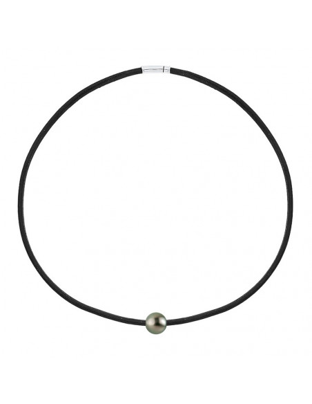 Collier Véritable Perle de Tahiti et Viroles Argent massif