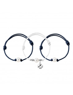Set de 3 Bracelets - Véritable Perles - Argent Massif
