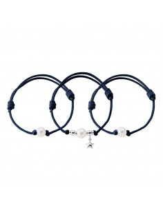 Set de 3 Bracelets - Véritable Perles - Argent Massif - Fait Main