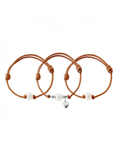 Set de 3 Bracelets - Véritable Perles - Argent Massif - Fait Main