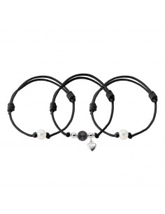 Set de 3 Bracelets - Véritable Perles - Argent Massif - Fait Main