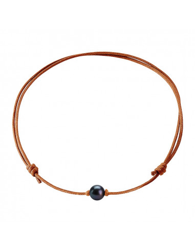 Collier lien Couleur personnalisable et Véritable Perle Noire