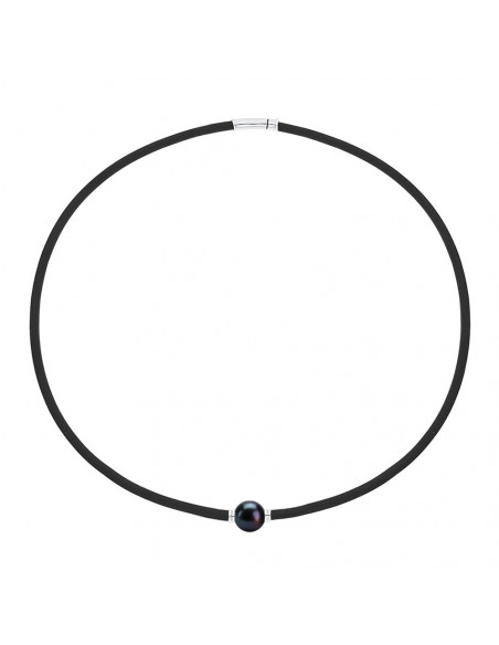 Collar de perlas genuinas y plata grabada plateado