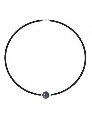 Collier Véritable Perle de Tahiti et Viroles Argent massif