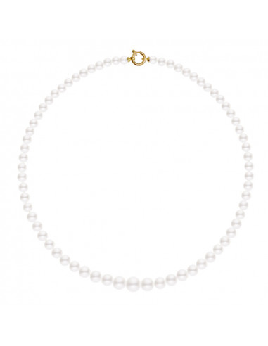 Collier Rang en Chute de Véritables Perles Blanches Fermoir Or
