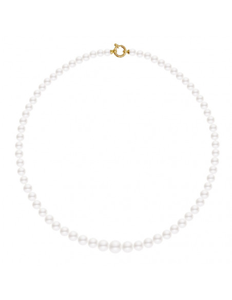 Collier Rang en Chute de Véritables Perles Blanches Fermoir Or