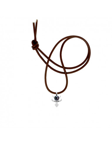 Collier Cuir à choisir Véritable Perle Noir Pendentif TRIBAL Argent