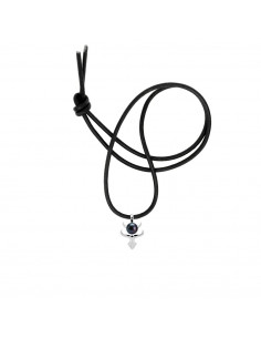 Collier Cuir Noir Véritable Perle Noir Pendentif TRIBAL Argent