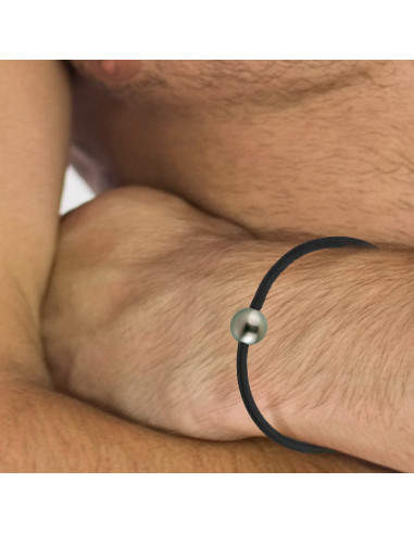 Bracelet Néoprène et Véritable Perle de Tahiti