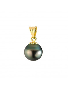 Colgante de oro amarillo y verdadera perla tahiti