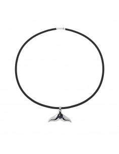 Collier Perle de Culture Noire en Néoprène - Argent 925 - KAEO