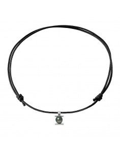 Collier Tribal Lien Ajustable avec Perle de Tahiti - Argent 925 - TAIMAI