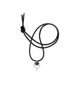 Collier Tribal Lien Cuir Noir et Perle de Culture Noire - Argent 925 - KAIKANE