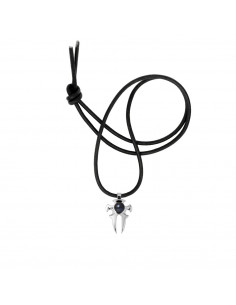 Collier Tribal en Cuir Noir et Perle de Culture Noire - Argent 925 - MAEA