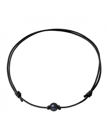 Collier lien Couleur personnalisable et Véritable Perle Noire