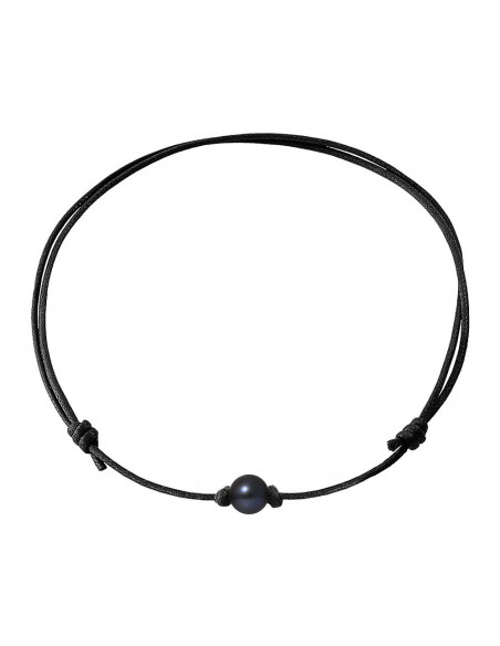 Collier lien Couleur personnalisable et Véritable Perle Noire