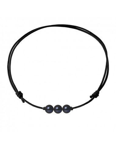 Collier Coton et 3 Véritables Perles avec Manchons Argent Massif