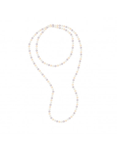 Sautoir Rang de Perles de Culture Semi Rondes 7 mm - Longueur 120 Cm - 4 Coloris - NELLY