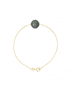 Bracelet Chaîne en Or et Perle de Tahiti Cerclée 10 mm - TRIHO