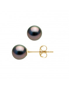 Boucles d'Oreilles en Or et Perles de Culture de Tahiti Rondes 7 mm - LUANA