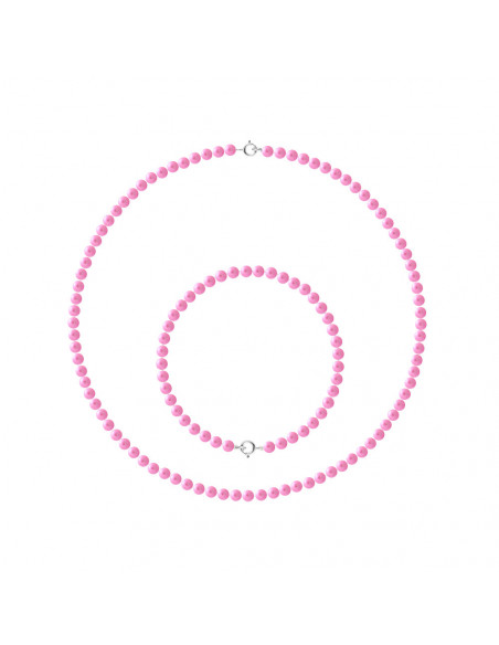 Parures Rang de Perles Collier et Bracelet Perles de Culture 4 mm - Fermoir Or - 8 Coloris - ANGELA