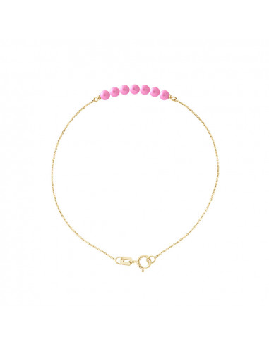 Yellow gold or white gold bracelet and 3 mm culture pearls - 5 colors - Cathy