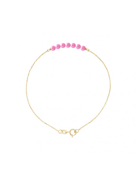 Yellow gold or white gold bracelet and 3 mm culture pearls - 5 colors - Cathy
